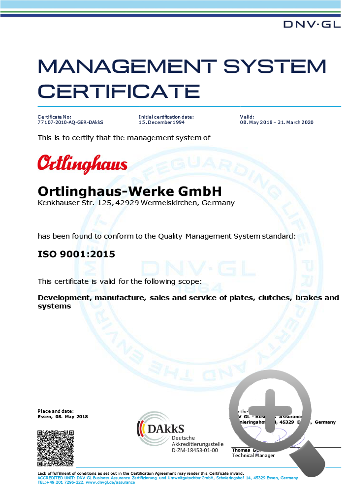 Ortlinghaus ISO 9001:2015